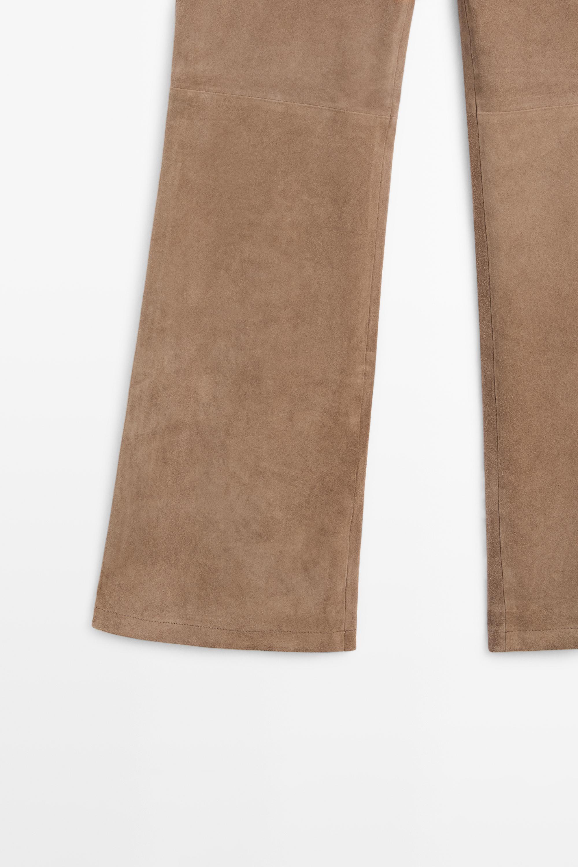 Flare fit suede leather leggings